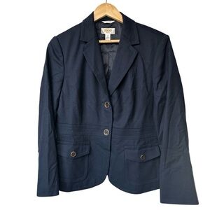 Talbots Petites Made in Italy Navy Wool Stretch Blazer Jacket, 10P